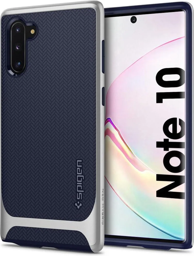 Neo Hybrid Samsung Galaxy Note 10 Hoesje Arctic Zilver de Spigen en Bleu – photo produit