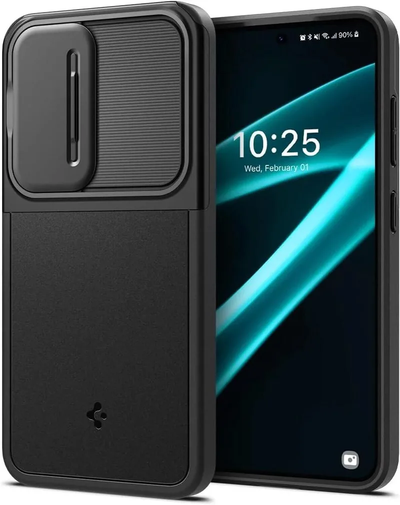 Optik Armor Geschikt voor Samsung Galaxy S24 - Back Cover met Camera Slider van Spigen in Zwart – productfoto