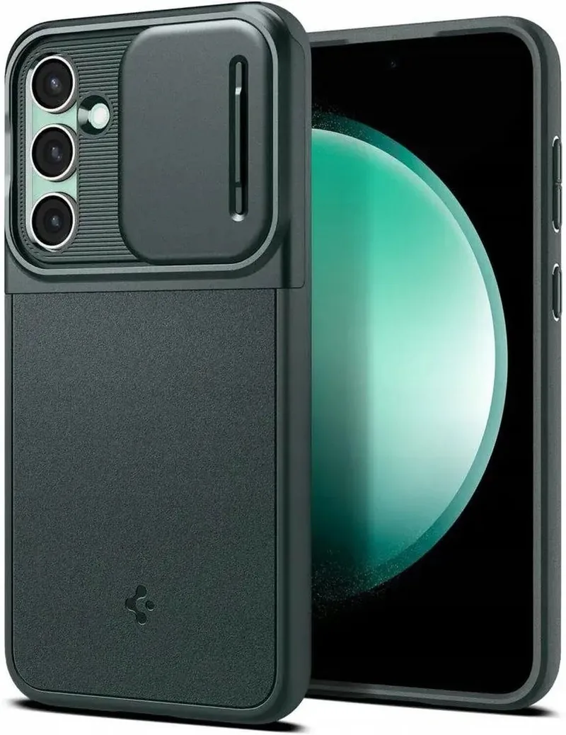 Optik Armor Hoesje Geschikt voor Samsung Galaxy S23 FE Camera Slider by Spigen in Green – product photo