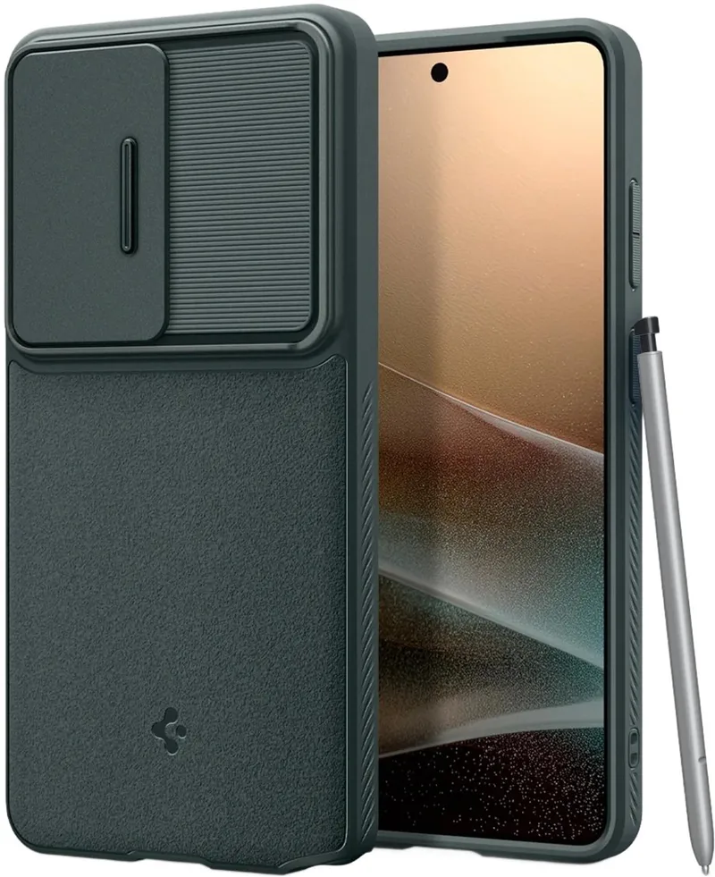 Optik Armor | Hoesje Geschikt voor Samsung Galaxy S26 Ultra | Back Cover met Camera Slider de Spigen en Vert – photo produit
