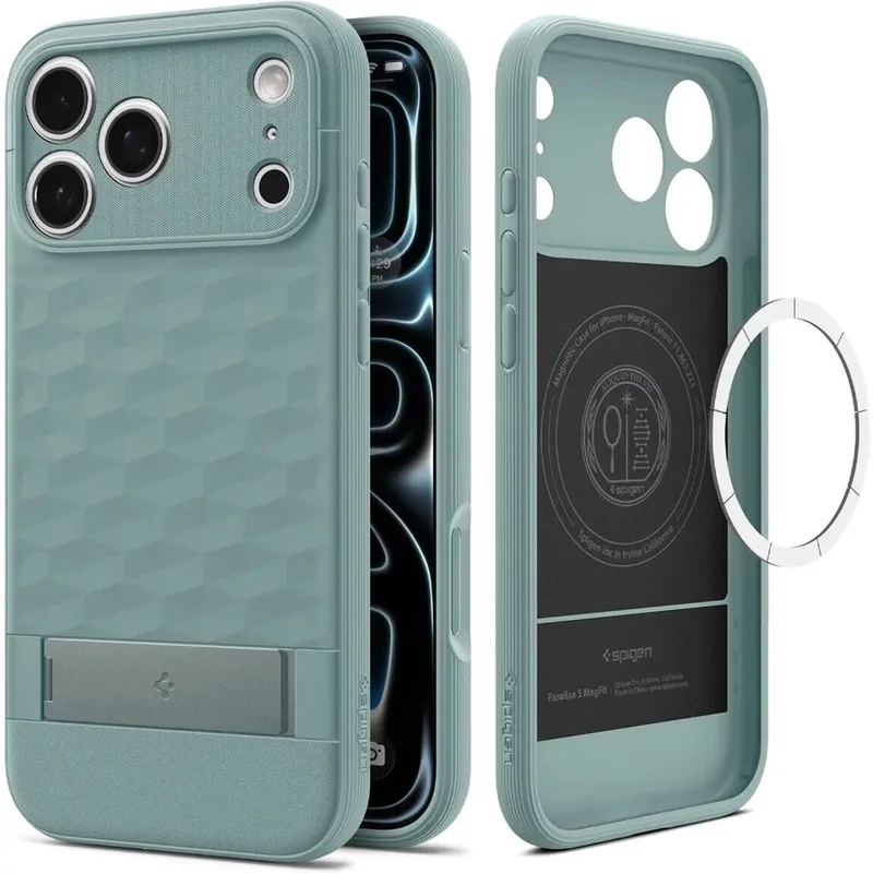 Parallax MagFit Hoesje Geschikt voor Apple iPhone 18 Pro / 17 Pro - Back Cover met Kickstand | Compatibel met MagSafe / Qi2 de Spigen en Vert – photo produit