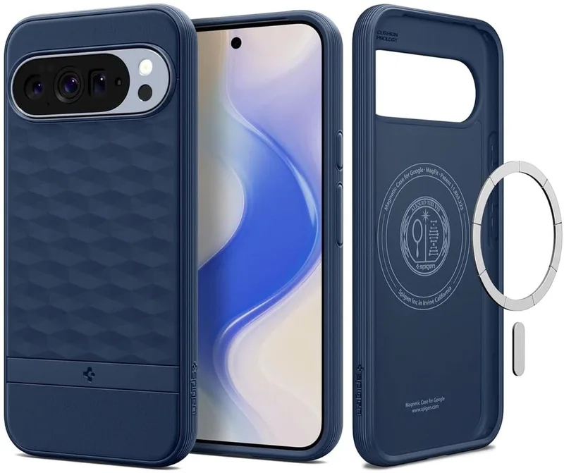 Parallax MagFit Hoesje Geschikt voor Google Pixel 10 Pro XL - Back Cover Compatibel met MagSafe / Qi2 från Spigen i Blå – produktbild