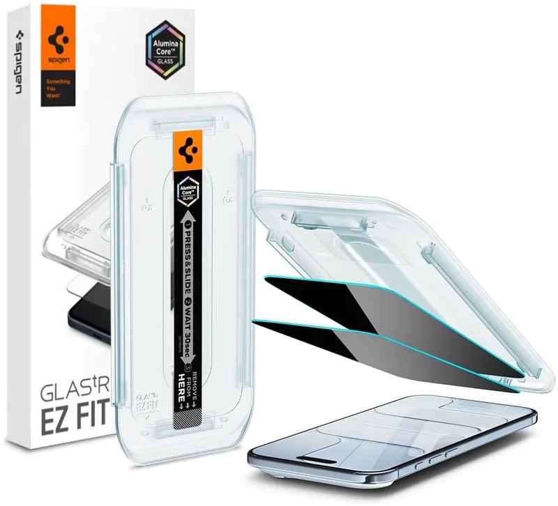 Privacy Glass Geschikt voor Apple iPhone Air - EZ Fit GLAS.tR - 9H Tempered Glass Screen Protector - Case Friendly - Gemakkelijke Installatie - 2-Pack van Spigen – productfoto