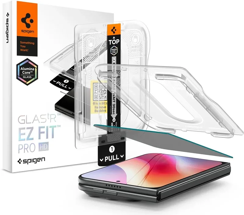 Privacy Glass Geschikt voor Apple iPhone Duo - EZ Fit Pro HD GLAS.tR - 9H Tempered Glass Screen Protector - Case Friendly - Gemakkelijke Installatie - 1-Pack by Spigen – product photo