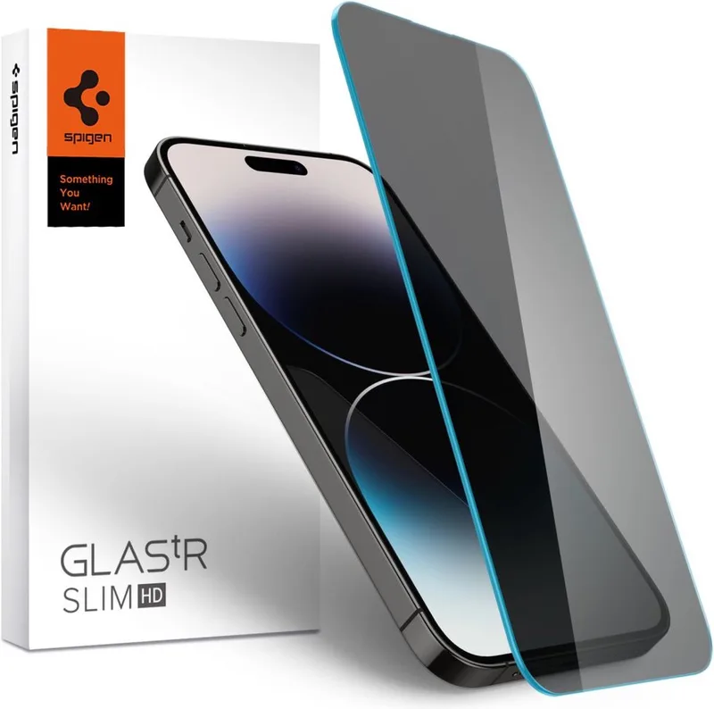 privacy screenprotector Geschikt voor Apple iPhone 14 Pro - Gehard glas van Spigen – productfoto