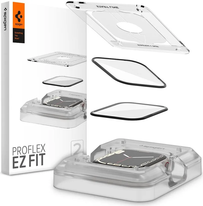 ProFlex - Apple Watch 7/8/9 41MM Screen Protector + Tray (2-Pack) von Spigen in Schwarz – Produktfoto