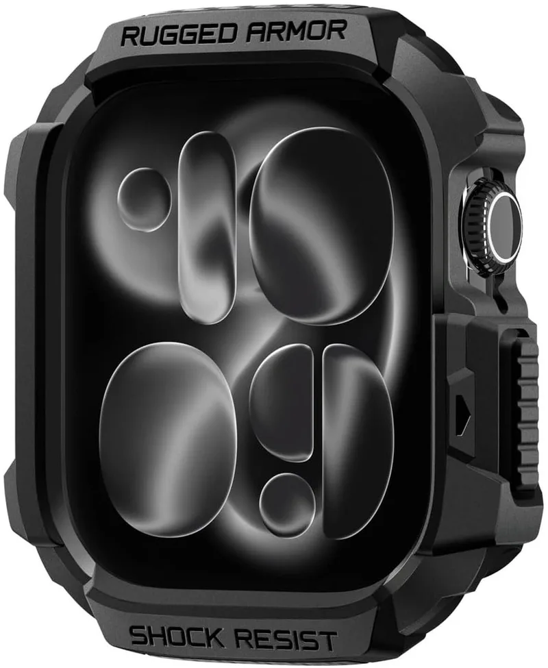 Rugged Armor 2 Hoesje - Geschikt voor Apple Watch 11/10 42MM - Bumper Case Matte fra Spigen i Sort – produktbillede