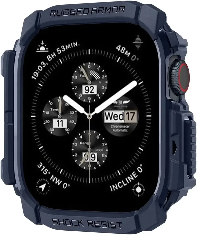 Rugged Armor Hoesje Geschikt voor Apple Watch 11/10 42MM - Bumper Case by Spigen in Blue – product photo