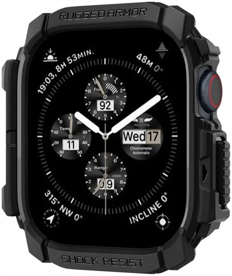 Rugged Armor Hoesje Geschikt voor Apple Watch 11/10 42MM - Bumper Case by Spigen in Black – product photo