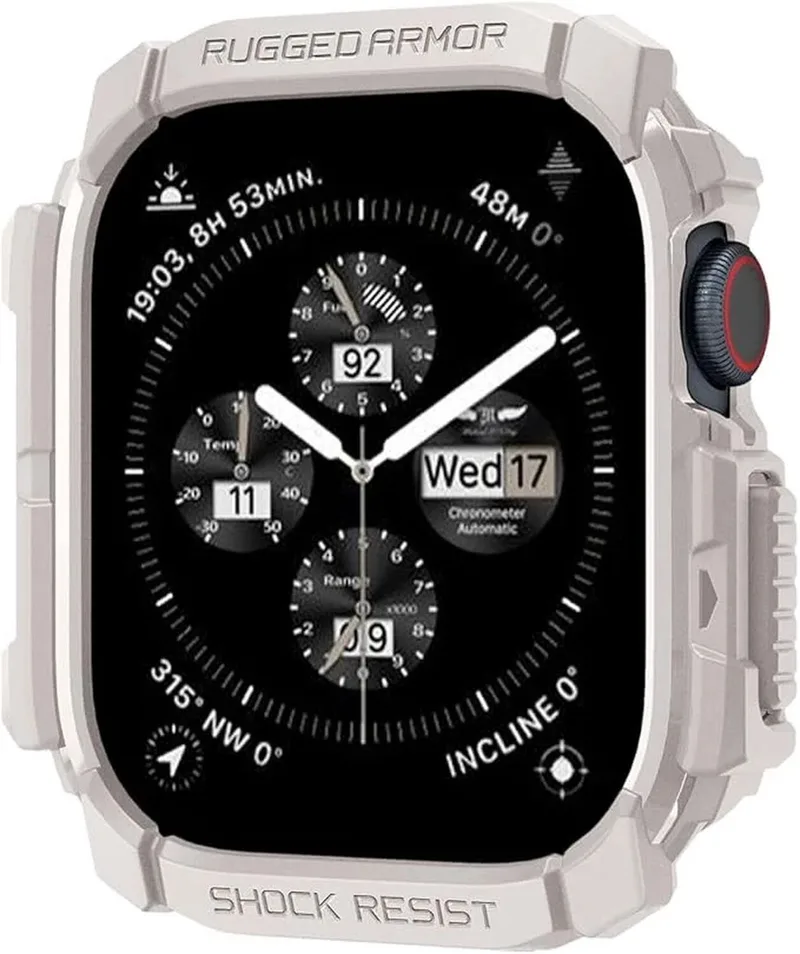 Rugged Armor Hoesje Geschikt voor Apple Watch 11/10 42MM - Bumper Case Beige by Spigen in Brown – product photo