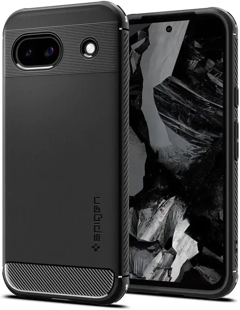 Rugged Armor Hoesje Geschikt voor Google Pixel 8a - Back Cover met Air Cushion - Carbon - Matte by Spigen in Black – product photo