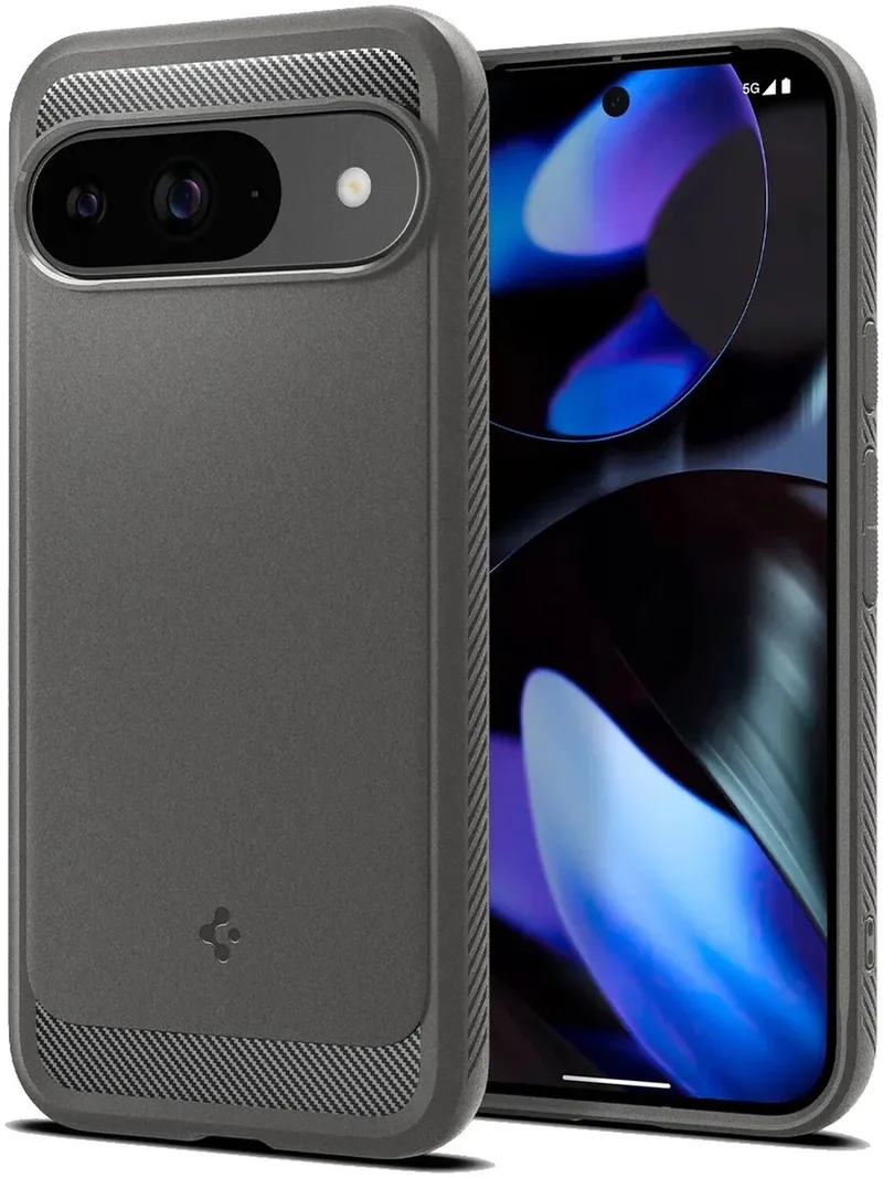 Rugged Armor Hoesje Geschikt voor Google Pixel 9 / 9 Pro - Back Cover met Air Cushion - Carbon - Matte by Spigen in Grey – product photo