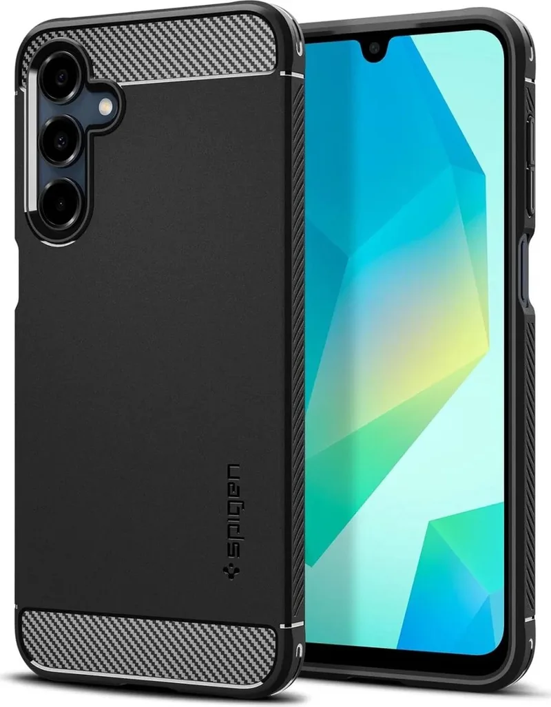 Rugged Armor Hoesje Geschikt voor Samsung Galaxy A16 - Back Cover met Air Cushion - Carbon - Matte - Matte de Spigen en Noir – photo produit