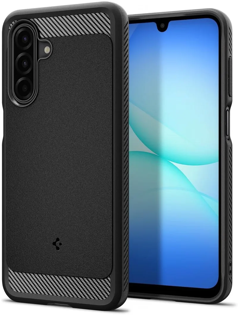 Rugged Armor Hoesje Geschikt voor Samsung Galaxy A17 - Back Cover met Air Cushion - Carbon - Matte - Matte de Spigen en Noir – photo produit