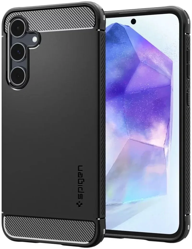 Rugged Armor Hoesje Geschikt voor Samsung Galaxy A55 - Back Cover met Air Cushion van Spigen in Zwart – productfoto