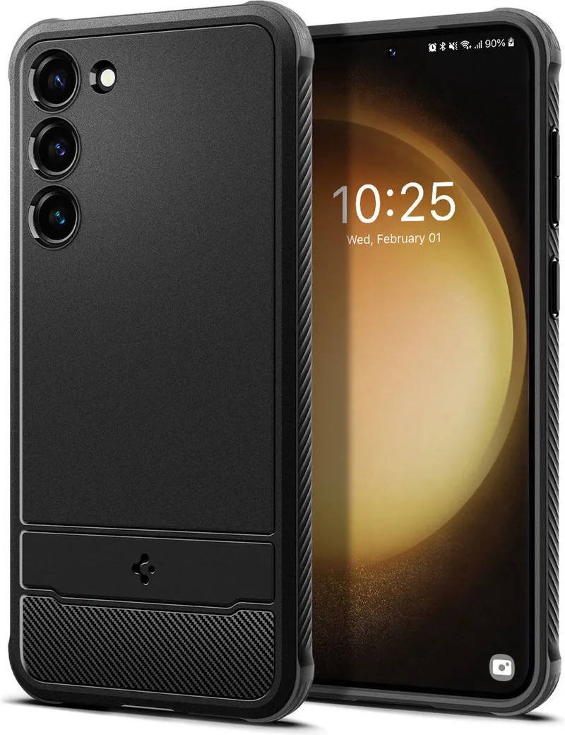 Rugged Armor Hoesje Geschikt voor Samsung Galaxy S23 Back Cover by Spigen in Black – product photo