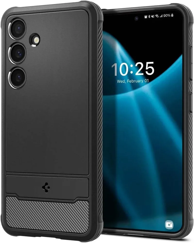 Rugged Armor Hoesje Geschikt voor Samsung Galaxy S24 - Back Cover met Air Cushion fra Spigen i Sort – produktbillede