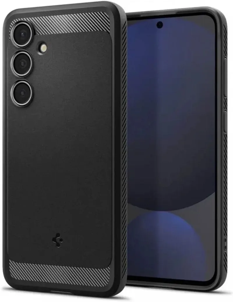 Rugged Armor Hoesje Geschikt voor Samsung Galaxy S24 FE - Back Cover met Air Cushion - Carbon - Matte - Matte de Spigen en Noir – photo produit