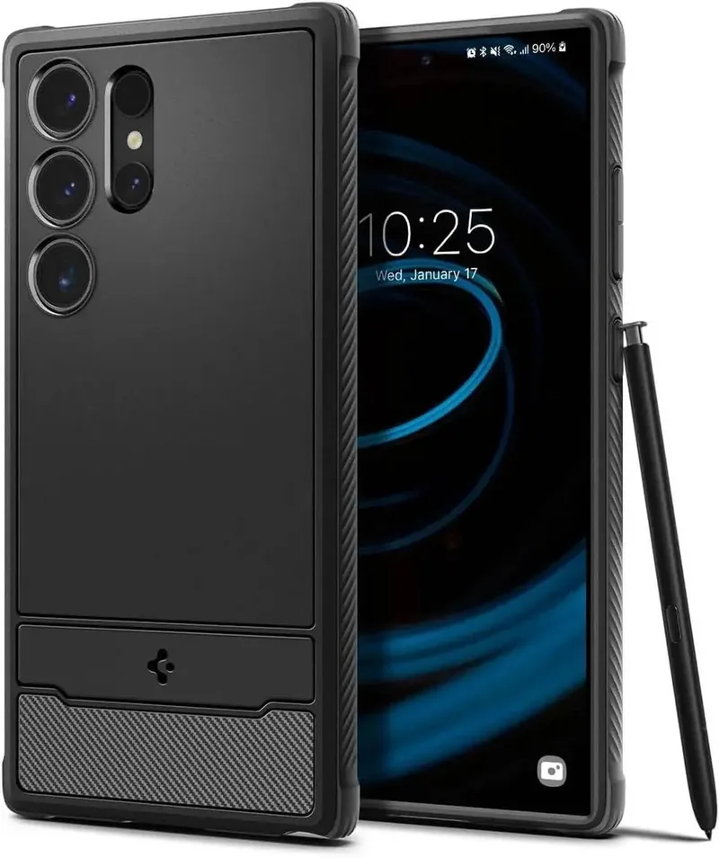 Rugged Armor Hoesje Geschikt voor Samsung Galaxy S24 Ultra - Back Cover met Air Cushion by Spigen in Black – product photo