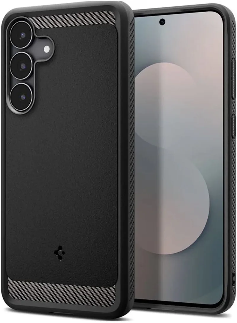 Rugged Armor Hoesje Geschikt voor Samsung Galaxy S25 FE - Back Cover met Air Cushion - Carbon - Matte - Matte by Spigen in Black – product photo