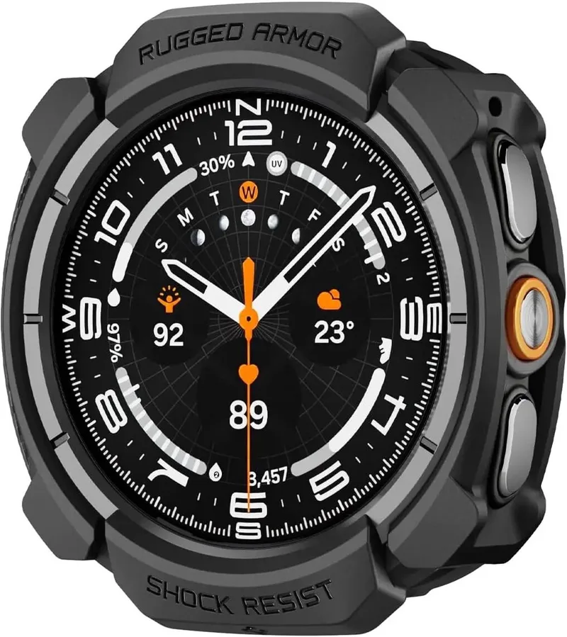 Rugged Armor Hoesje - Geschikt voor Samsung Galaxy Watch Ultra 2 - Bumper Case från Spigen i Svart – produktbild