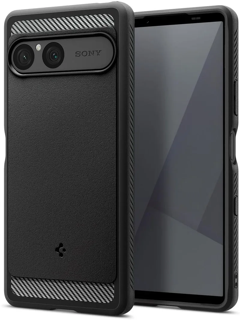 Rugged Armor Hoesje Geschikt voor Sony Xperia 10 VII - Back Cover met Air Cushion - Carbon - Matte - Matte de Spigen en Noir – photo produit