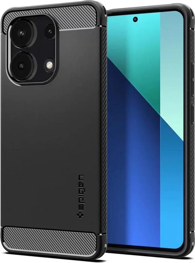 Rugged Armor Hoesje Geschikt voor Xiaomi Redmi Note 13 4G - Back Cover met Air Cushion - Carbon - Matte - Matte van Spigen in Zwart – productfoto