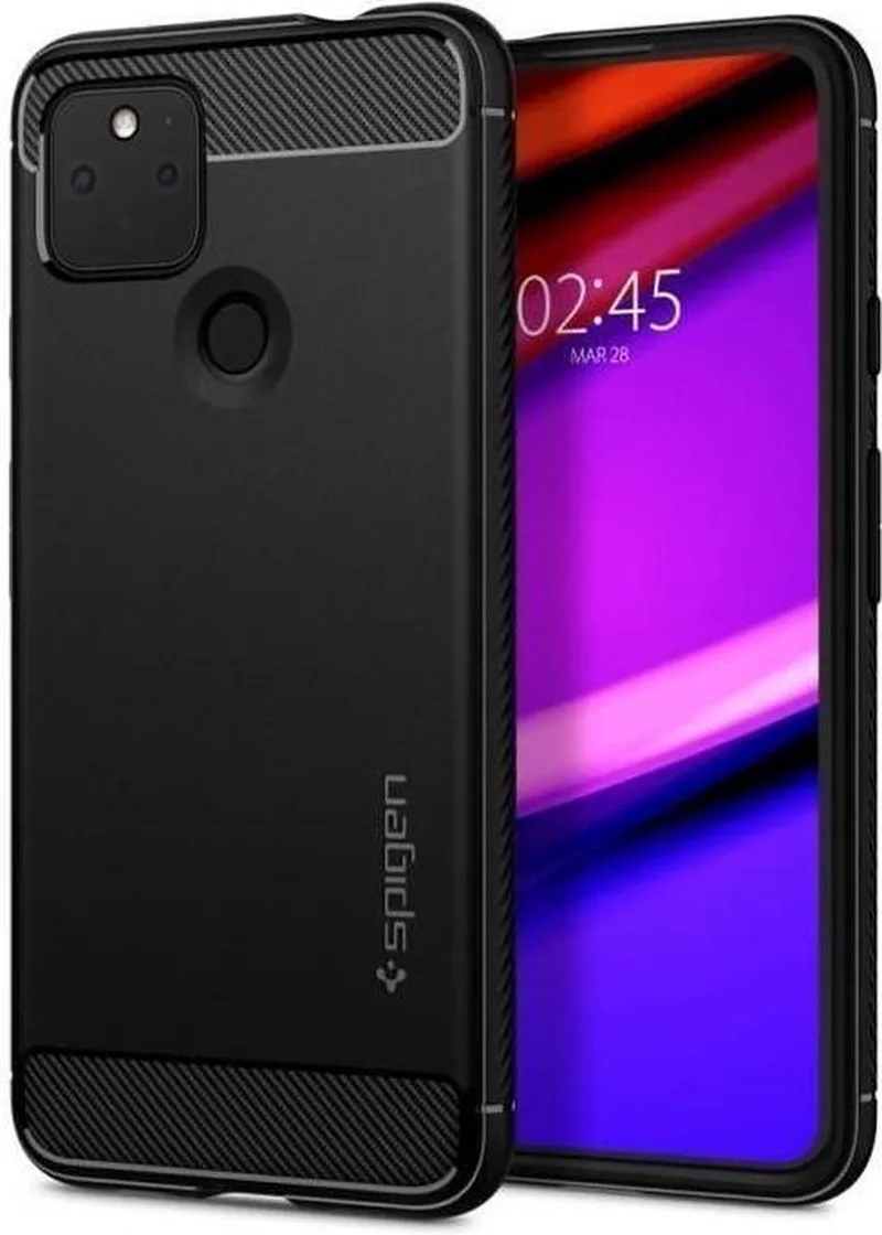 Rugged Armor Hoesje Google Pixel 4A 5G van Spigen in Zwart – productfoto