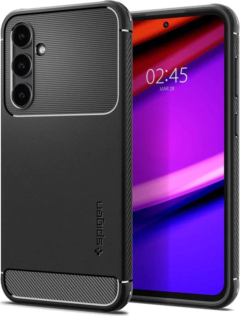 Rugged Armor Hoesje voor de Samsung Galaxy S23 FE - Back Cover met Air Cushion van Spigen in Zwart – productfoto