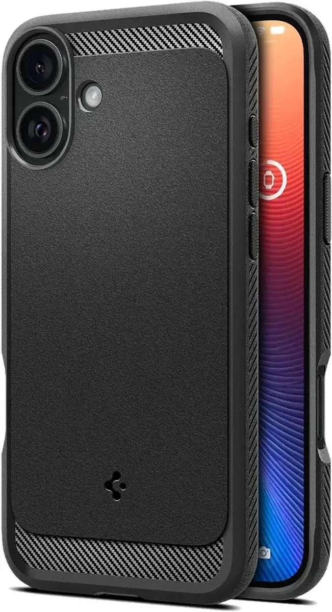 Rugged Armor MagFit - Hoesje Geschikt voor Apple iPhone 16 - Back Cover Compatibel met MagSafe - Air Cushion by Spigen in Black – product photo