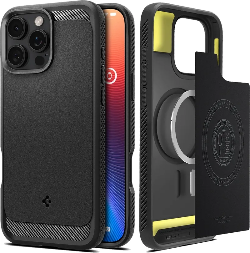 Rugged Armor MagFit - Hoesje Geschikt voor Apple iPhone 16 Pro Max - Back Cover Compatibel met MagSafe - Air Cushion de Spigen en Noir – photo produit