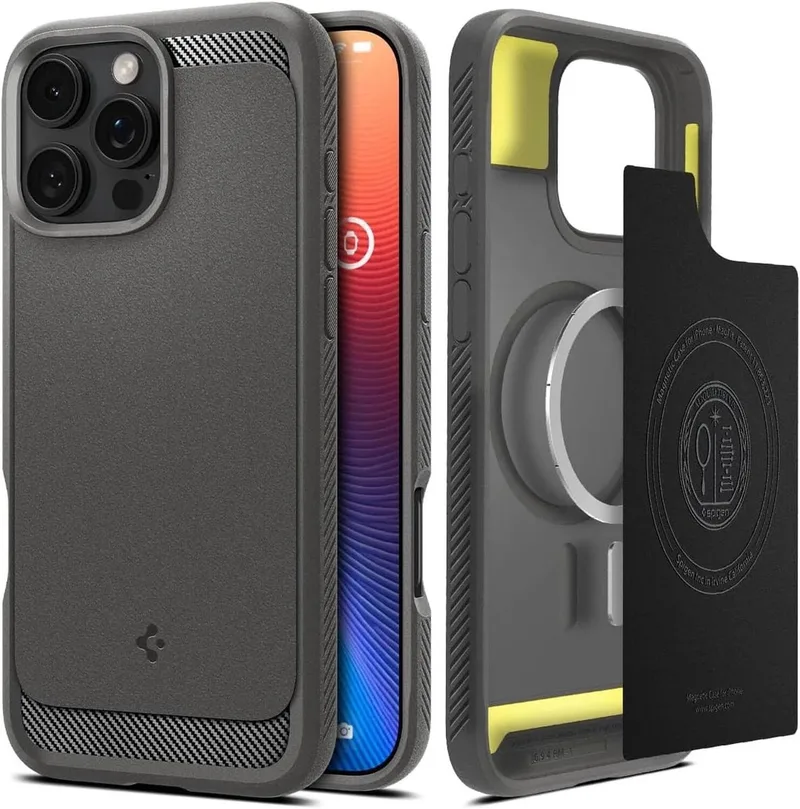 Rugged Armor MagFit - Hoesje Geschikt voor Apple iPhone 16 Pro Max - Back Cover Compatibel met MagSafe - Air Cushion by Spigen in Grey – product photo