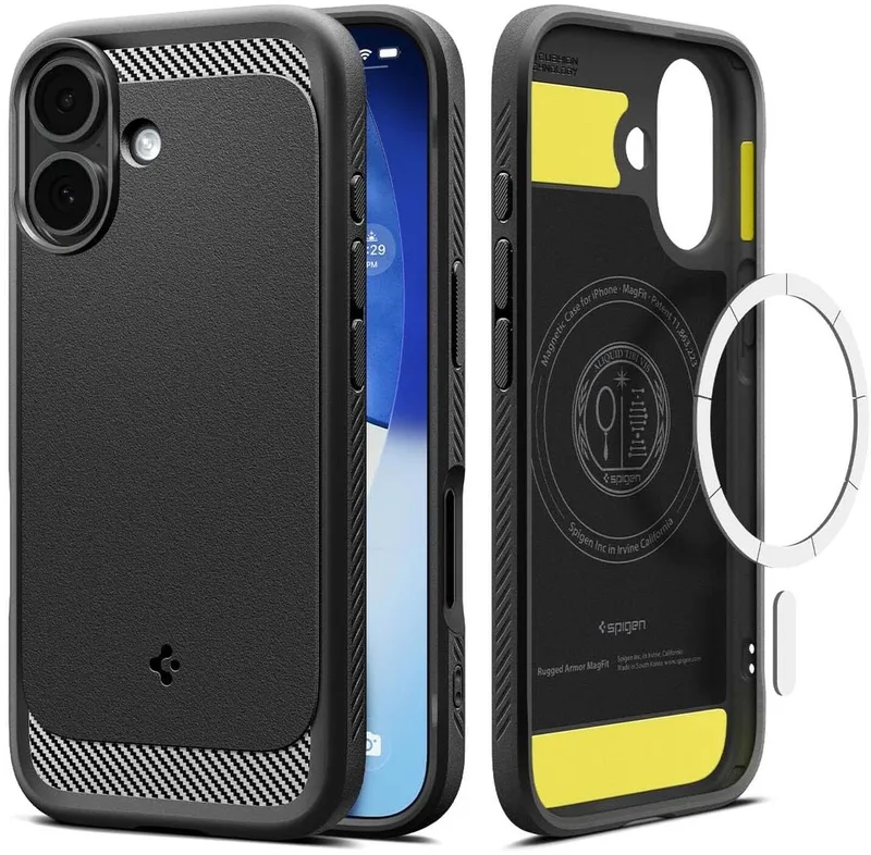 Rugged Armor MagFit - Hoesje Geschikt voor Apple iPhone 17 - Back Cover Compatibel met MagSafe - Air Cushion - Matte by Spigen in Black – product photo