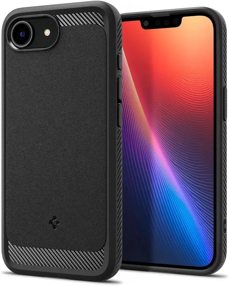 Rugged Armor MagFit - Hoesje Geschikt voor Apple iPhone 17e / 16e - Back Cover Compatibel met MagSafe / Qi2 - Air Cushion by Spigen in Black – product photo