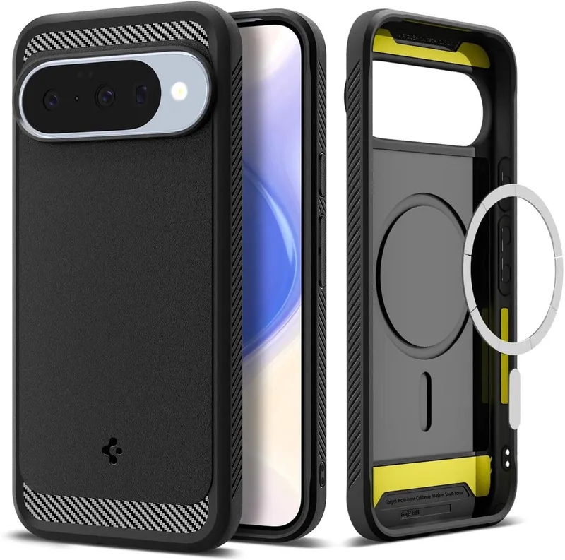 Rugged Armor MagFit - Hoesje Geschikt voor Google Pixel 10 / 10 Pro - Back Cover Compatibel met MagSafe / Qi2 - Air Cushion - Matte by Spigen in Black – product photo
