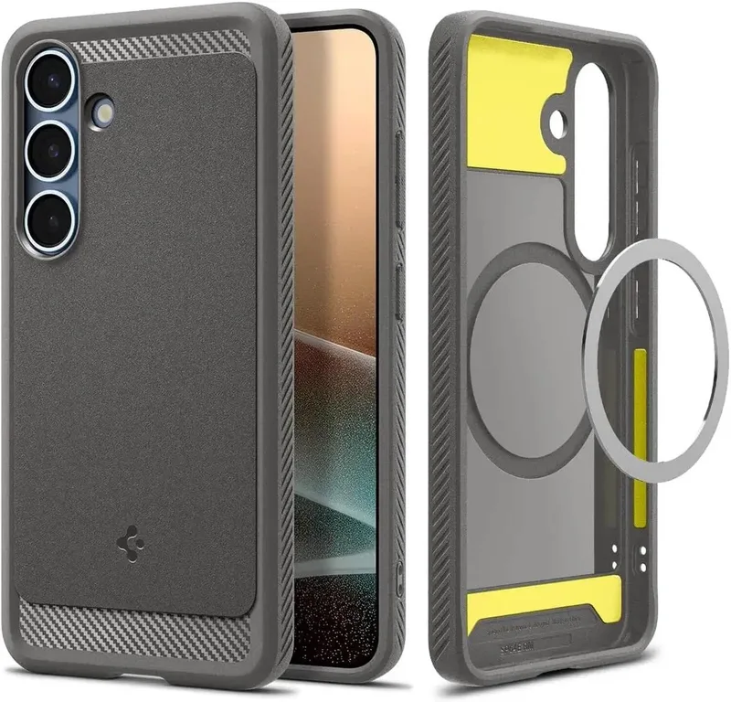 Rugged Armor MagFit - Hoesje Geschikt voor Samsung Galaxy S25 Plus - Back Cover Compatibel met MagSafe / Qi2 - Air Cushion - Marmer fra Spigen i Grå – produktbillede