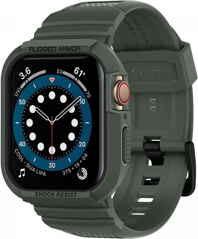 Rugged Armor Pro - Apple Watch 45MM / 44MM Hoesje en Bandje von Spigen in Grün – Produktfoto