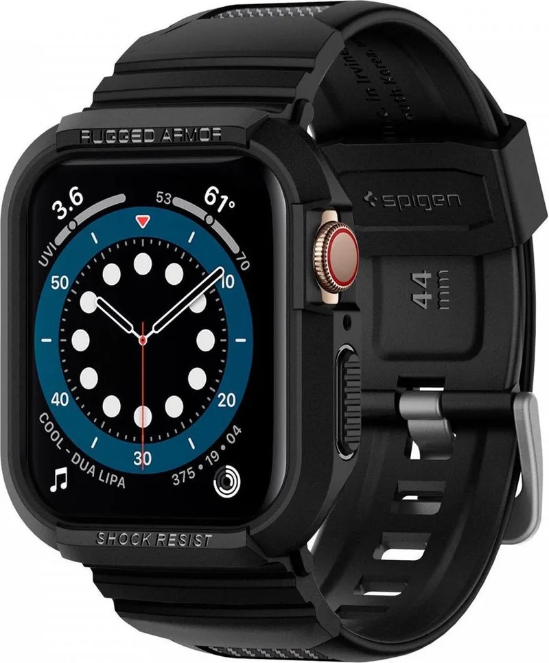 Rugged Armor Pro - Apple Watch 45MM / 44MM Hoesje en Bandje von Spigen in Schwarz – Produktfoto
