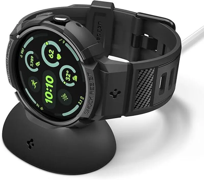 Rugged Armor Pro | Geschikt voor Google Pixel Watch 4 45mm (2025) | Met Oplaadstandaard de Spigen en Noir – photo produit