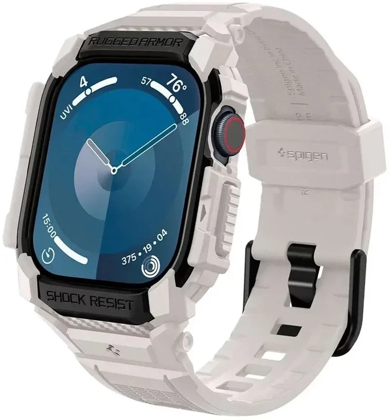 Rugged Armor Pro Hoesje en Bandje Geschikt voor Apple Watch 11/10 46MM Beige von Spigen in Braun – Produktfoto