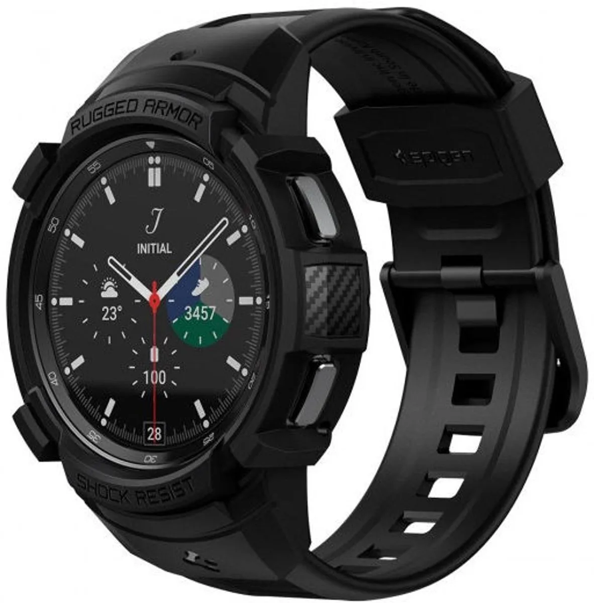 Rugged Armor Pro Samsung Galaxy Watch 4 46MM Case Bandje by Spigen in Black – product photo