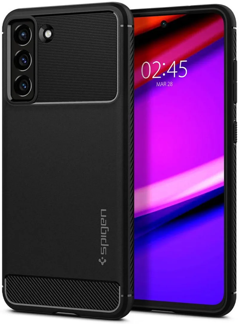 Rugged Armor Samsung Galaxy S21 FE Hoesje Back Cover fra Spigen i Sort – produktbillede
