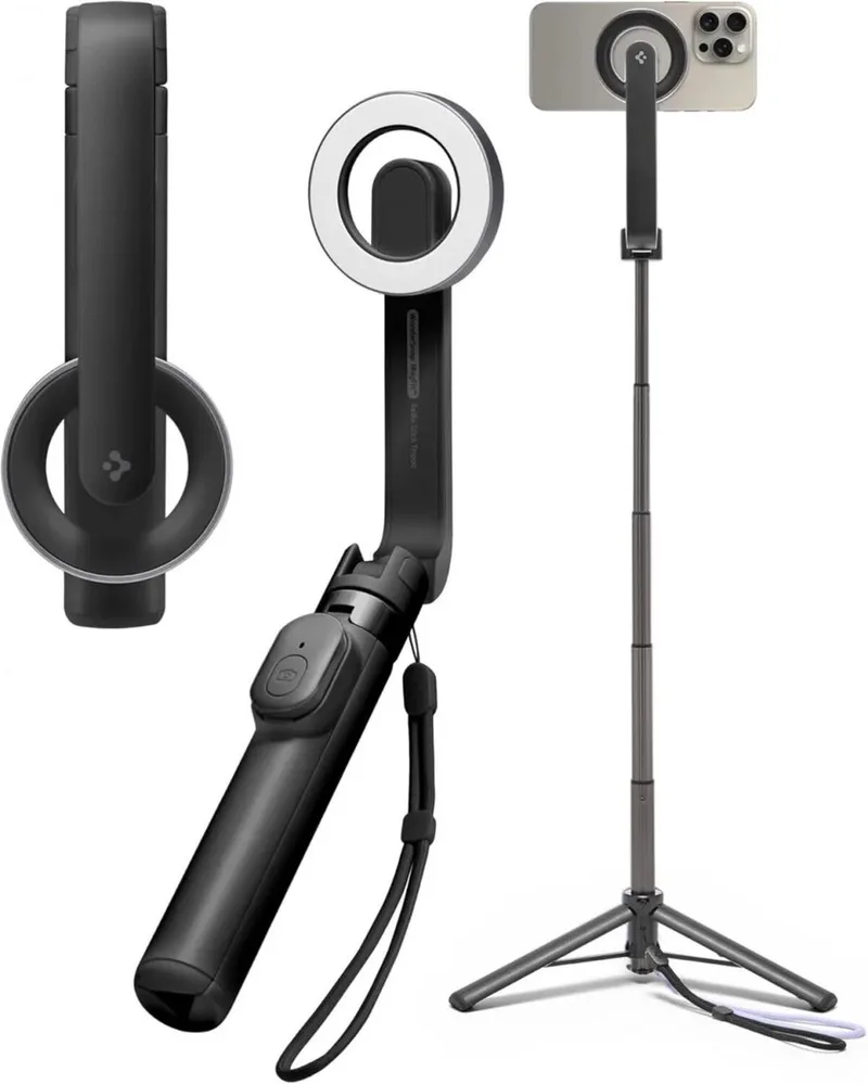 S571W MagSafe Bluetooth Selfie Stick / Tripod Statief van Spigen in Zwart – productfoto