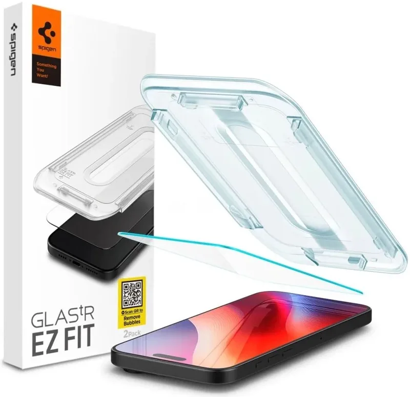 Screen Protector Geschikt voor Apple iPhone 16 Pro - EZ Fit GLAS.tR - 9H Tempered Glass - Case Friendly - Gemakkelijke Installatie - 1-Pack de Spigen – photo produit