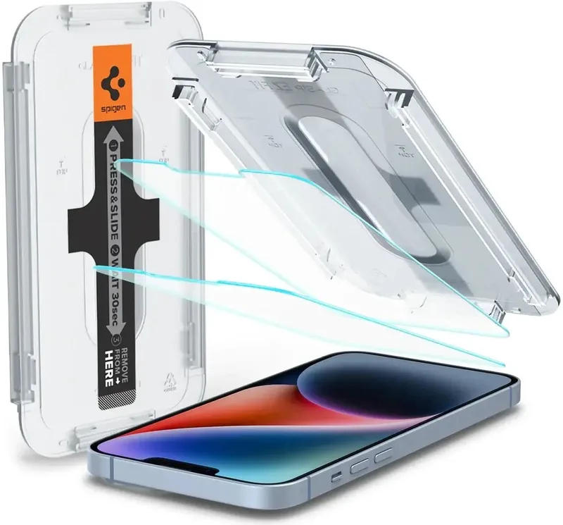 Screen Protector Geschikt voor Apple iPhone 17e / 16e / 14 / 13 / 13 Pro - EZ Fit GLAS.tR - 9H Tempered Glass - Case Friendly - Gemakkelijke Installatie - 2-Pack fra Spigen – produktbillede
