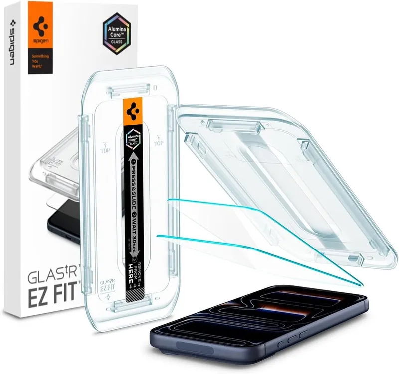 Screen Protector Geschikt voor Apple iPhone 18 Pro / 17 Pro / 17 - EZ Fit GLAS.tR - 9H Tempered Glass - Case Friendly - Gemakkelijke Installatie - 2-Pack von Spigen – Produktfoto