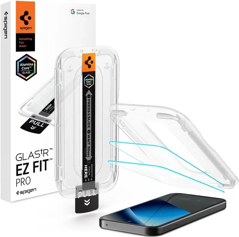 Screen Protector Geschikt voor Google Pixel 10a - EZ Fit GLAS.tR - 9H Tempered Glass - Case Friendly - Gemakkelijke Installatie - 2-Pack von Spigen – Produktfoto
