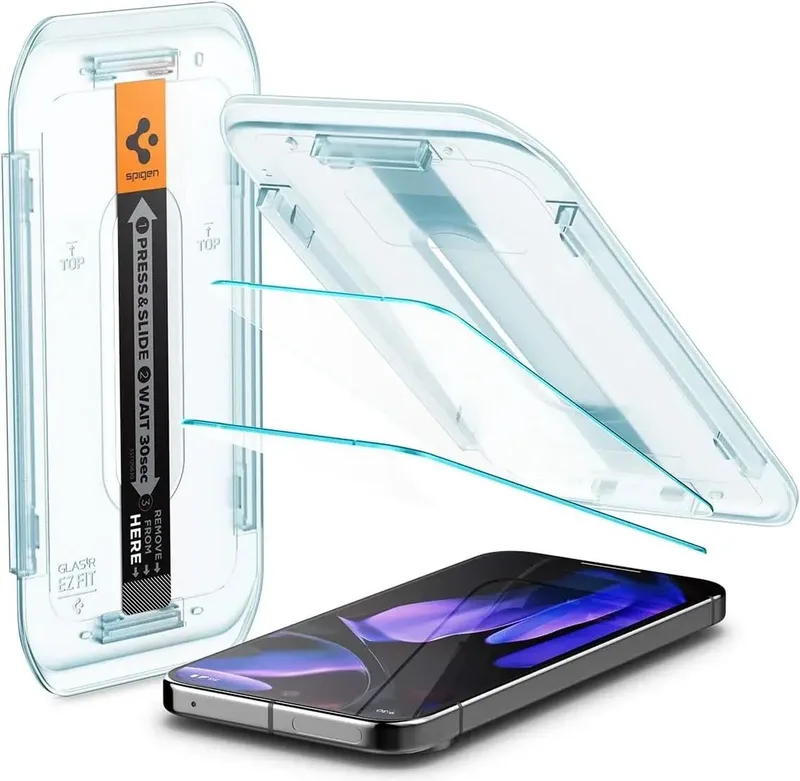 Screen Protector Geschikt voor Google Pixel 9 / 9 Pro - EZ Fit GLAS.tR - 9H Tempered Glass - Case Friendly - Gemakkelijke Installatie - 2-Pack by Spigen – product photo