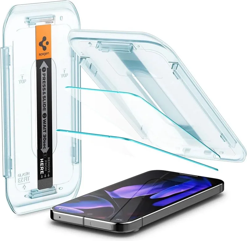 Screen Protector Geschikt voor Google Pixel 9 Pro XL - EZ Fit GLAS.tR - 9H Tempered Glass - Case Friendly - Gemakkelijke Installatie - 2-Pack fra Spigen – produktbillede