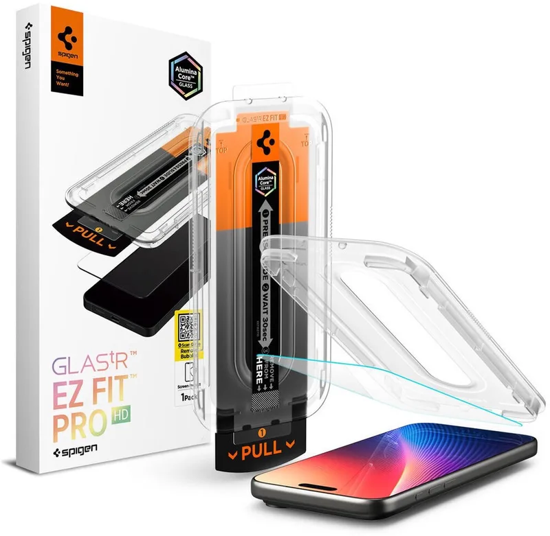 Screen Protector Geschikt voor iPhone 17 Pro Max - Glas.tR EZ Fit Pro - 9H+ Tempered Glass - Case Friendly - Gemakkelijke Installatie - 1-Pack van Spigen – productfoto